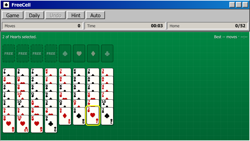 FreeCell Solitaire - free browser card game screenshot