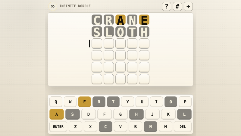 Infinite Wordle - free browser word game screenshot