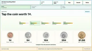 US Coin Counting Safari - free browser puzzle game screenshot