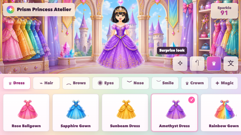 Prism Princess Atelier - free browser dress up game screenshot