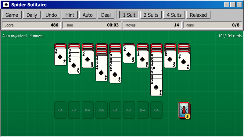 Spider Solitaire - free browser card game screenshot